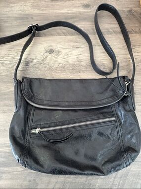 HOBO Black Leather Crossbody Bag with Front Zip Pocket. Like new.